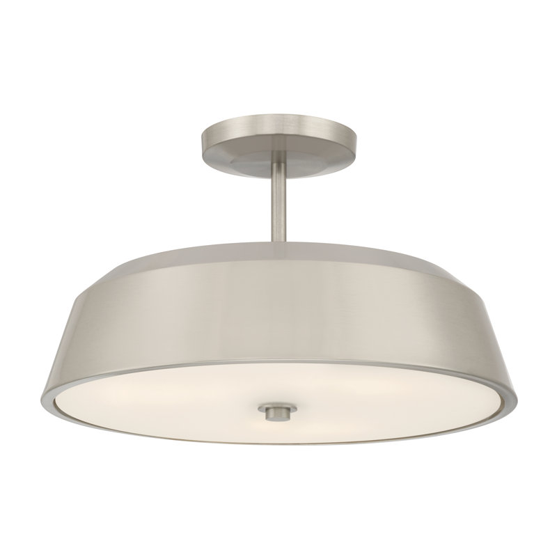 Plafonnier semi-encastré 3 lumières 15 po Trellwyn, Nickel