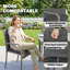 6 Seater Light Grey Rattan Garden Dining Set, 7 Piece with Extendable Acacia Wood Table and Stackable Cushioned Chairs