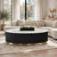 Table basse Viren, accents dorés, plateau en marbre, piètement cannelé noir, 127 cm (50 po)
