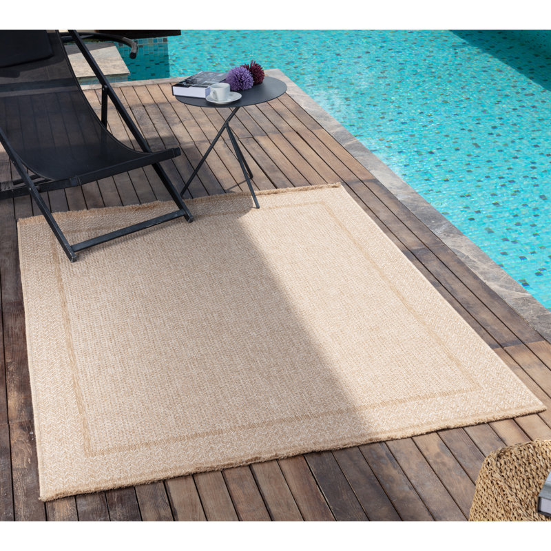 Louetta Boho Jute-Look Beige Area Rug, Rectangle 156 x 207cm