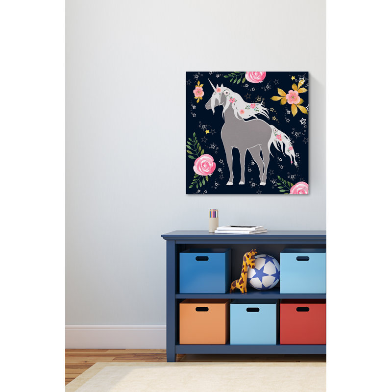 Cruce Flower Garden Unicorn 1 Piece Wall Art on Canvas, 45cm H x 45cm W x 2cm D