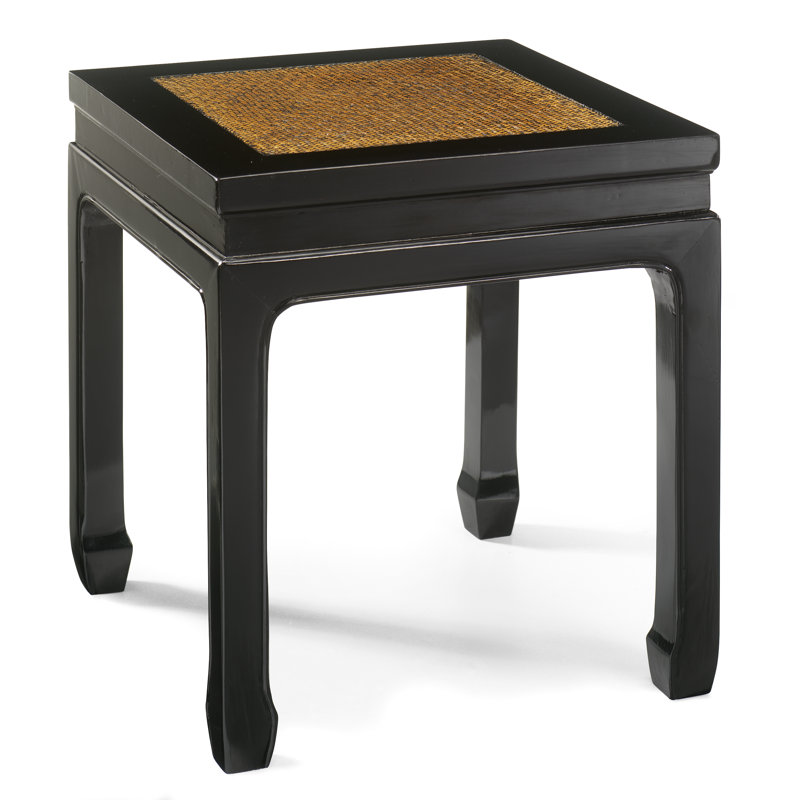 Hangzhou Solid Wood Accent Stool, Black Lacquer