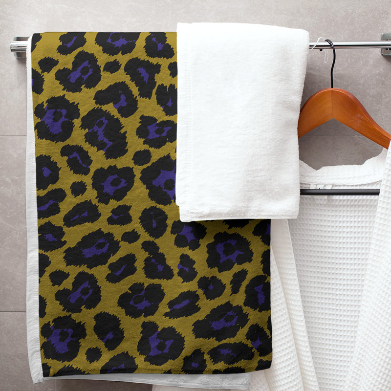 Lucida Bath Towel, Polyester/Cotton Blend, Metallic Gold/Purple/Black