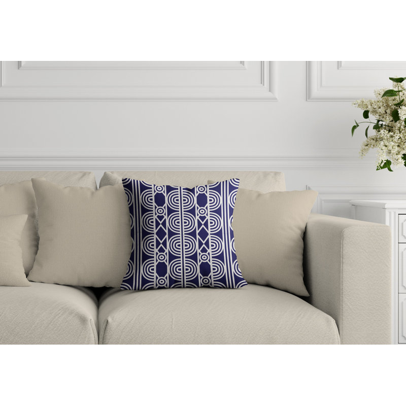 Housse et insert de coussin carré extérieur Isabis, L 17 po x H 17 po, Bleu marine