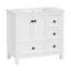 Meuble-lavabo moderne 36 "avec plateau en résine et lavabo, couleur blanche, sans robinet