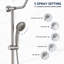Système de douche avec pomme de douche à effet pluie, douche à main à 5 fonctions, barre coulissante réglable et porte-savon pour ensemble de robinet de salle de bain, finition nickel brossé