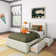 Solid Wood Upholstered Bed with Rectangular Headboard with 2 Drawer Side Storage