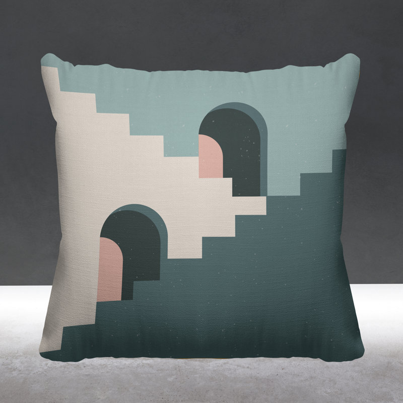 Coussin décoratif intérieur / extérieur Minimalist Architecture, Émeraude, L 19 po x H 19 po