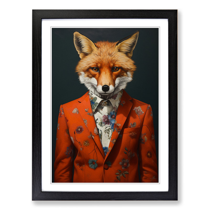 Fox Contemporary - Framed Print, Black, 64cm H x 46cm W x 2cm D