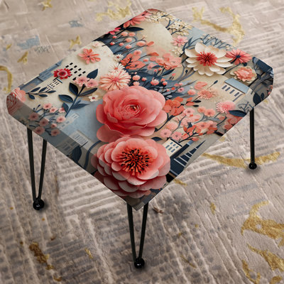 Pink Bouquet Oasis Floral City Dreams - Floral Rectangle Ottoman