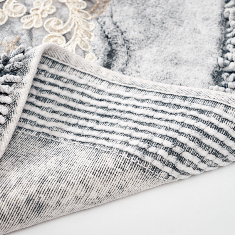 Cotton Non-Slip Bath Mat, Gray