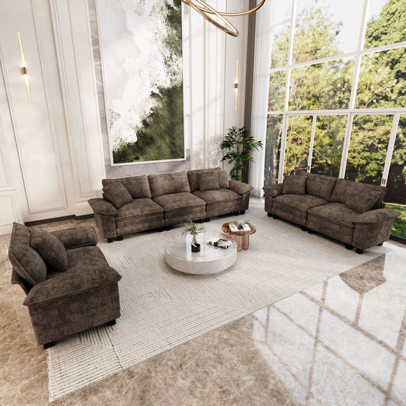 Ensemble de canapé modulaire rembourré 3 pièces, ensemble de canapé surdimensionné avec canapé, causeuse et fauteuil