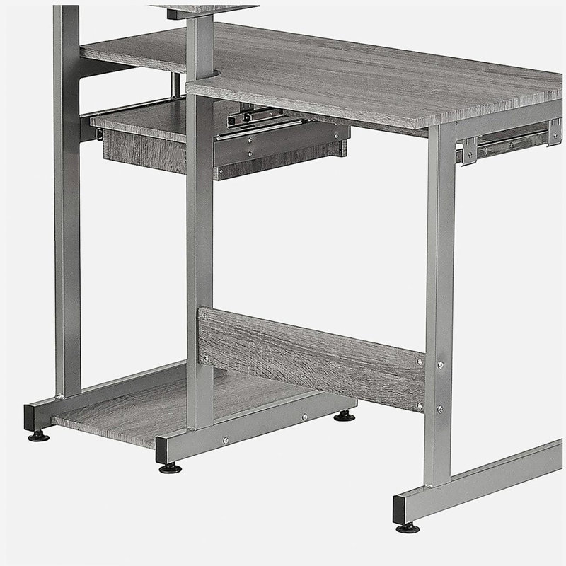 Full-size computer work station desk, gray, Gray
