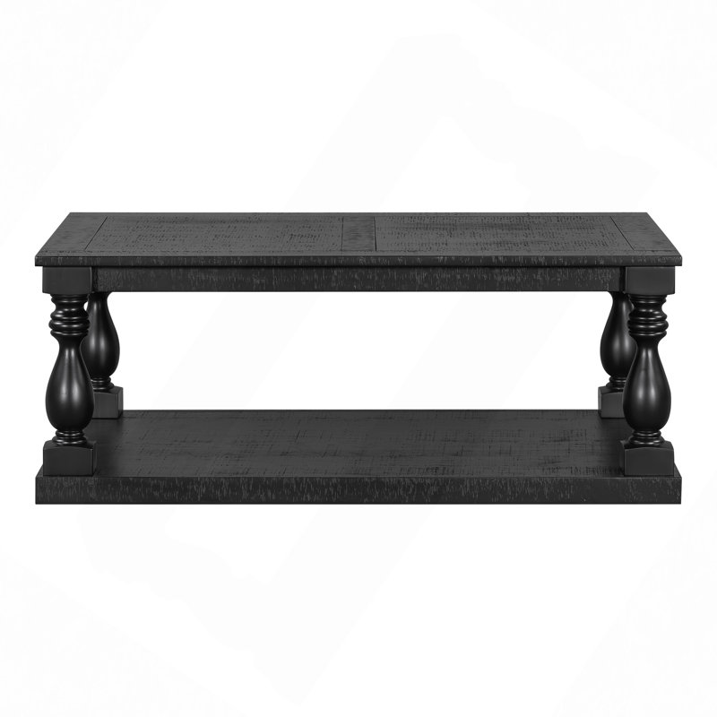 Coffee Table with Floor Shelf, Black