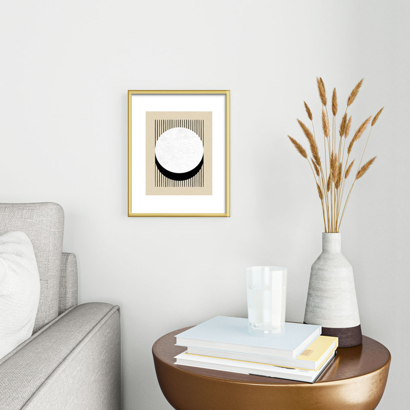 MoonlightPrint Circle BW Stripes, reproduction d'art encadrée en métal, Or, H 10 po x l 8 po