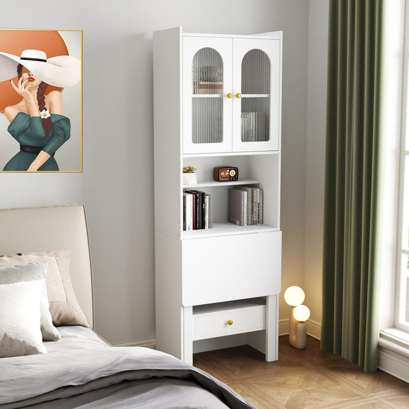 Table d'écriture pliable, armoire de bureau avec tablette et tiroir