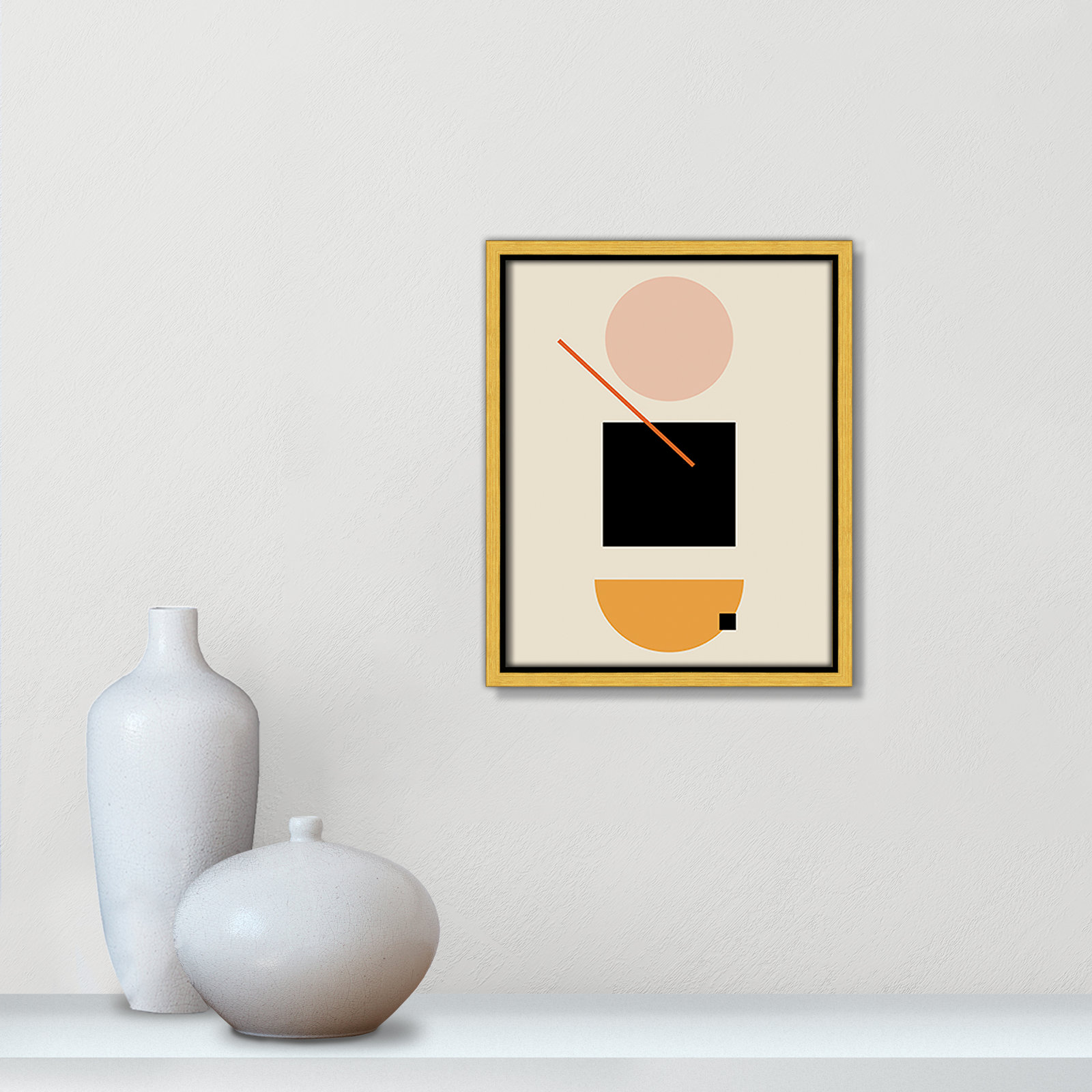Simple Shapes by Daniela Santiago, 11.5" H x 9.5" W x 2" D, Gold Framed