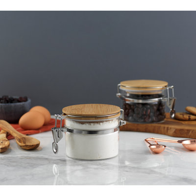 Joyjolt Glass Airtight Food Storage Jars With Bamboo Clamp Lids, 4-piece In Clear