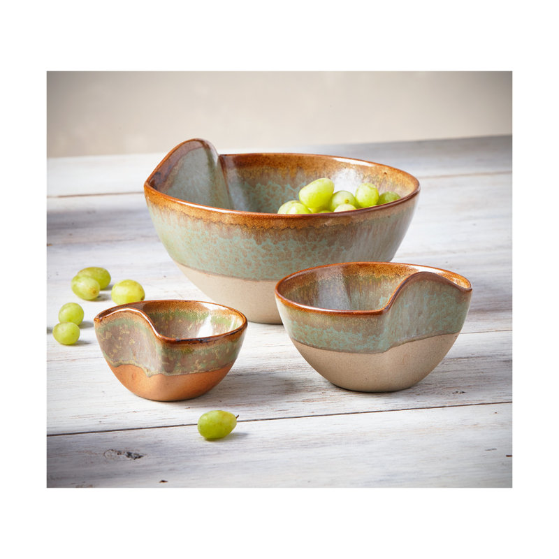Rustic Reactive Glaze Bowl Set Of 3