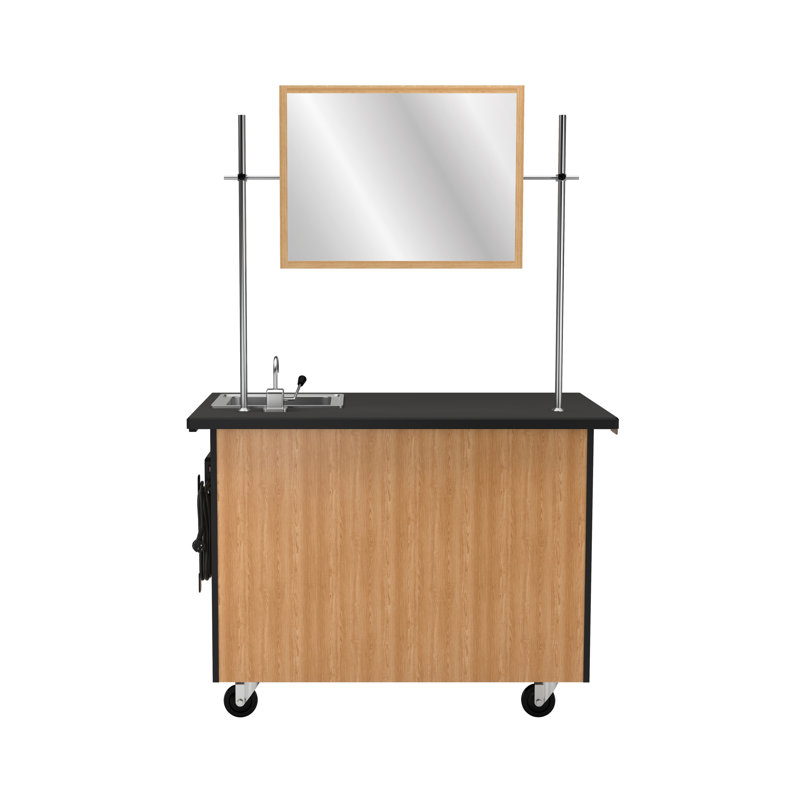 Mobile Science Cart with Inner Drawers, Shelf, Sink and Whiteboard/Mirror