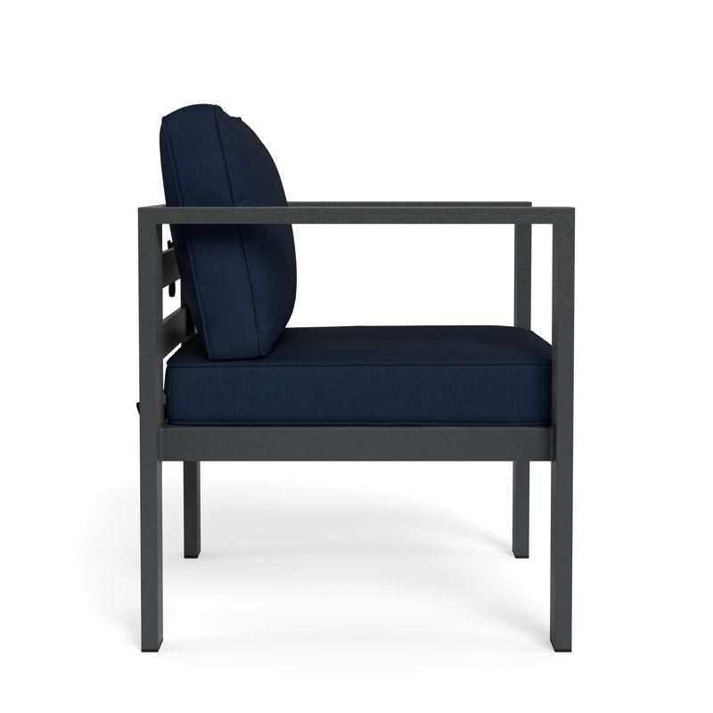 Lakeview Charcoal Aluminum Outdoor Club Chair Set with Navy Cushions