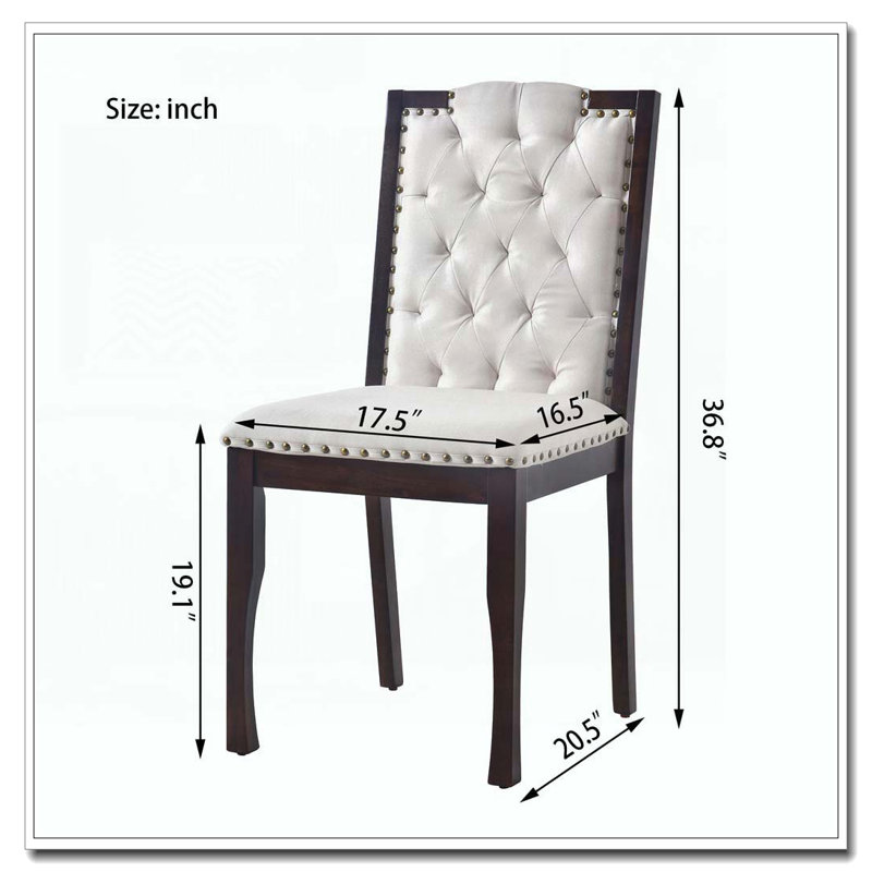 High Back Button Tufted Upholstered Dining Chairs, Espresso