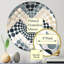 Motif à chevrons géométriques gris et blanc neutre - Miroir décoratif à cercles concentriques-101222519