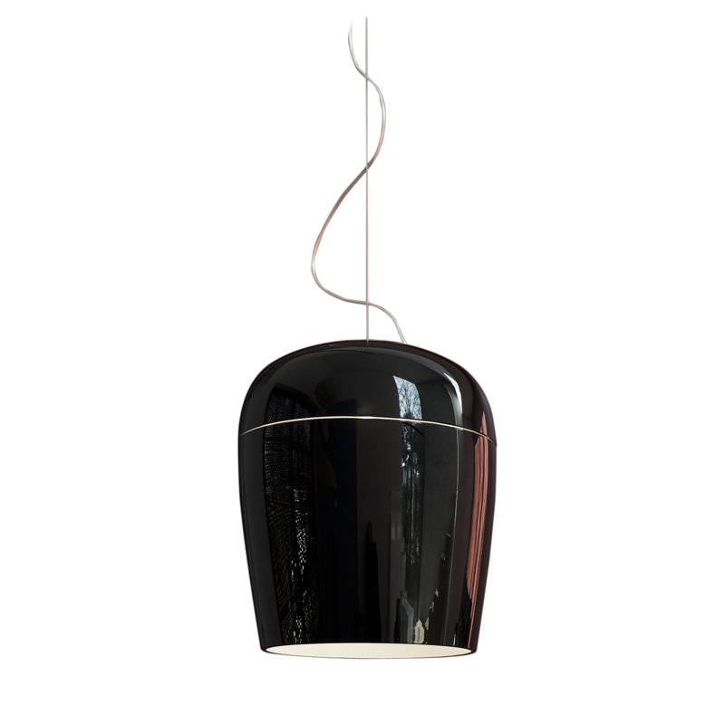 Tiara 1 - Light Matt White LED Single Pendant, 200cm H x 36cm W x 36cm D, Glossy Black, Yes