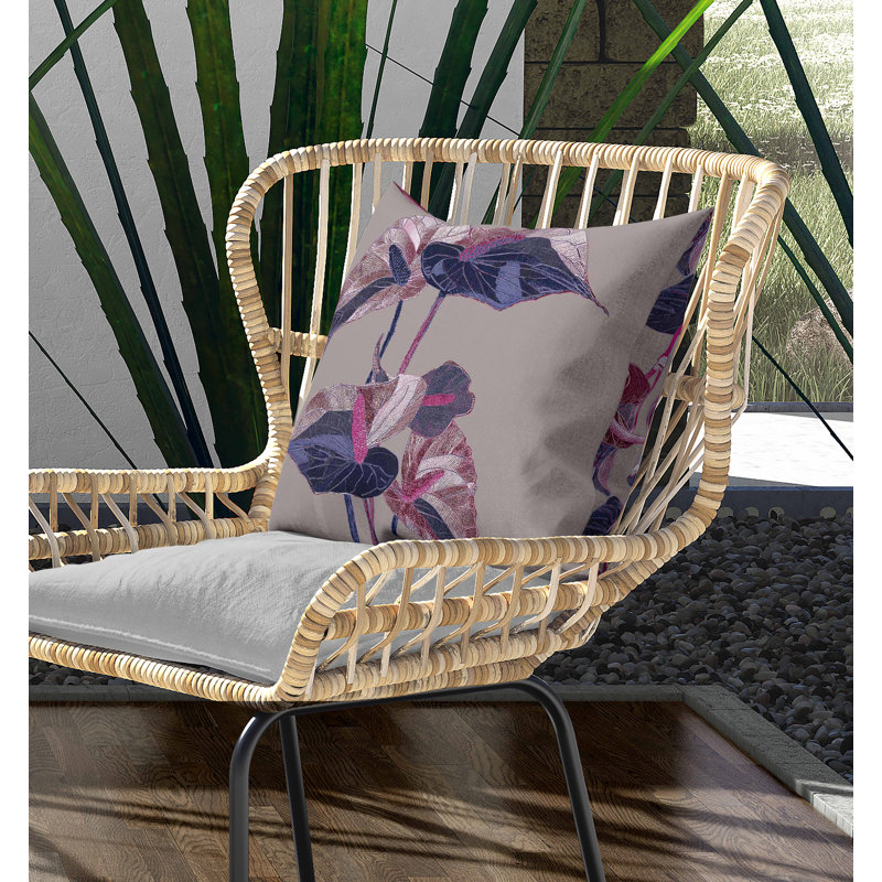 Coussin intérieur / extérieur Anthurium Bloom, Pink/Purple, Carré 26 po