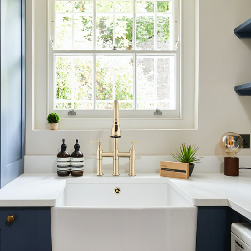 Pdpbath Kitchen Faucet, Brass