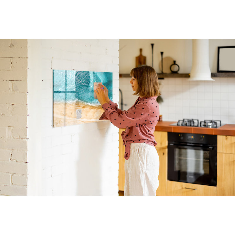 Magnetic Memo Board Whiteboard - 90 x 60 cm - With Marker and Magnets - Sea Beach People