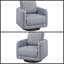 Chaise d'appoint pivotante moderne en tissu gris avec base en bois pour le salon-878958395