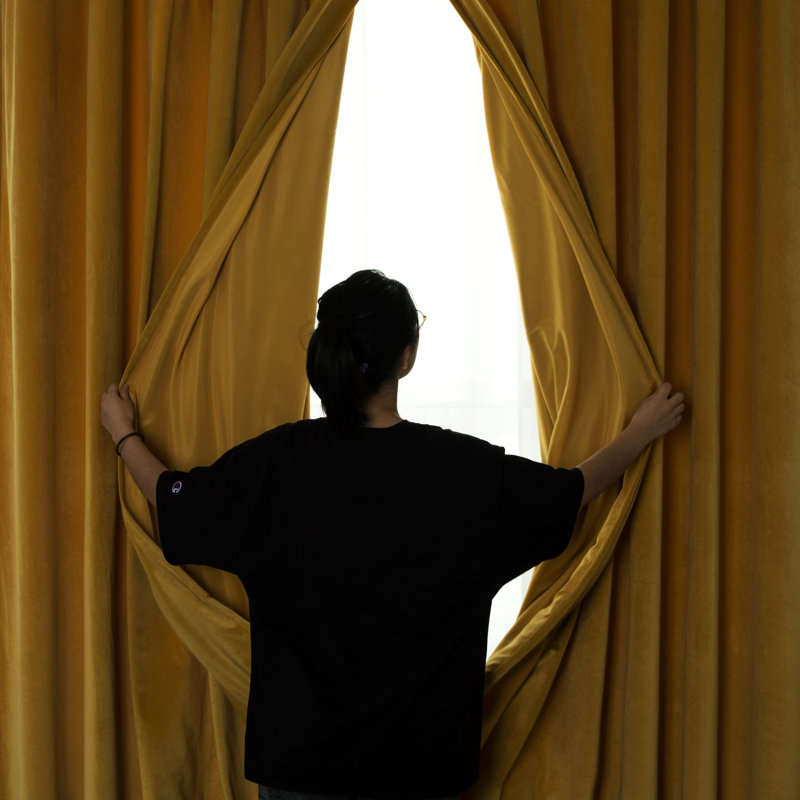 Imperial Rooms Crushed Velvet Eyelet Sheer Curtains, Ochre, 228cm Width x 228cm Drop