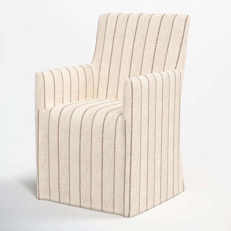 Silvia 20'' H Cotton Upholstered Armchair, Fritz Charcoal Stripe