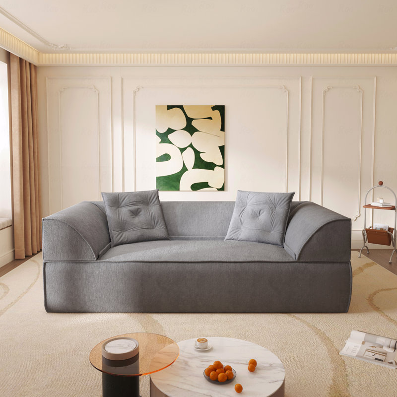 Canapé 3 places, canapé-lit convertible 3-en-1, canapé moderne à assise profonde de 79,5 po avec 2 coussins, canapé en chenille étincelant, méridienne