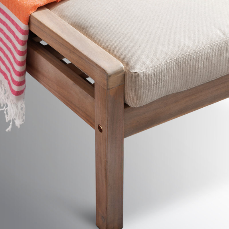 Chaise longue d'extérieur en bois massif Amina Amina, Beige