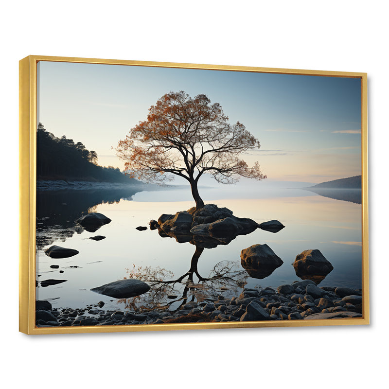 Lakeside Nature Serenity, Cadre flottant doré, H 30 po x l 40 po x P 1,5 po