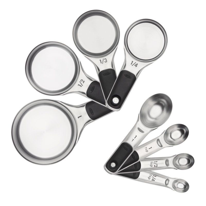 Ensemble de 8 tasses et cuillères à mesurer en acier inoxydable OXO