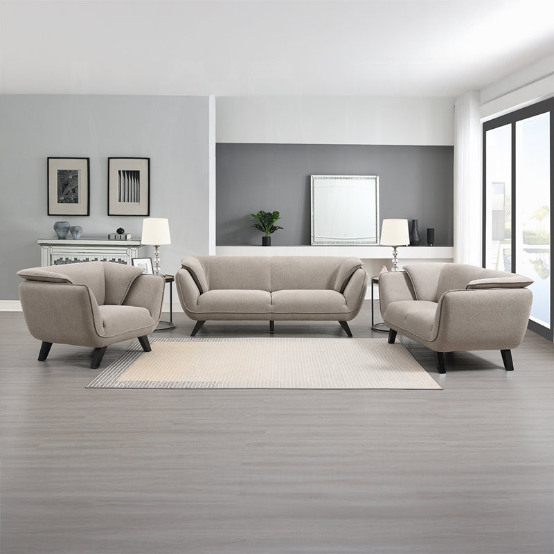 Nayeli Mid-Century Inspired Sofa With Linen Upholstery