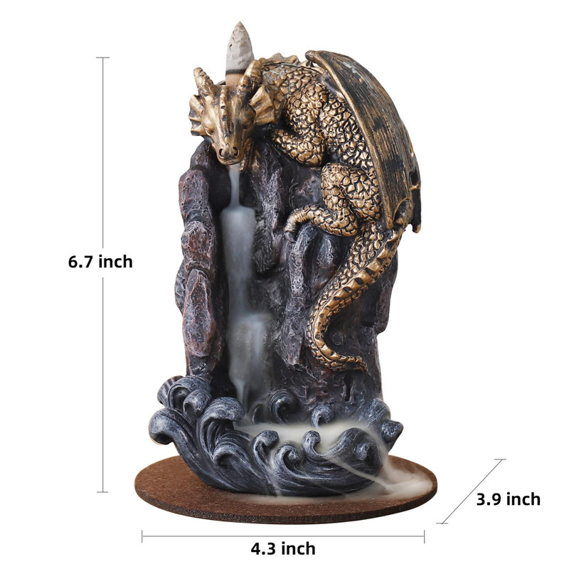 Brûleur d'encens cascade Dragon, Doré