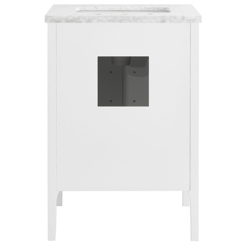 24'' Free-standing Single Bathroom Vanity with Carrara Marble Vanity Top, White