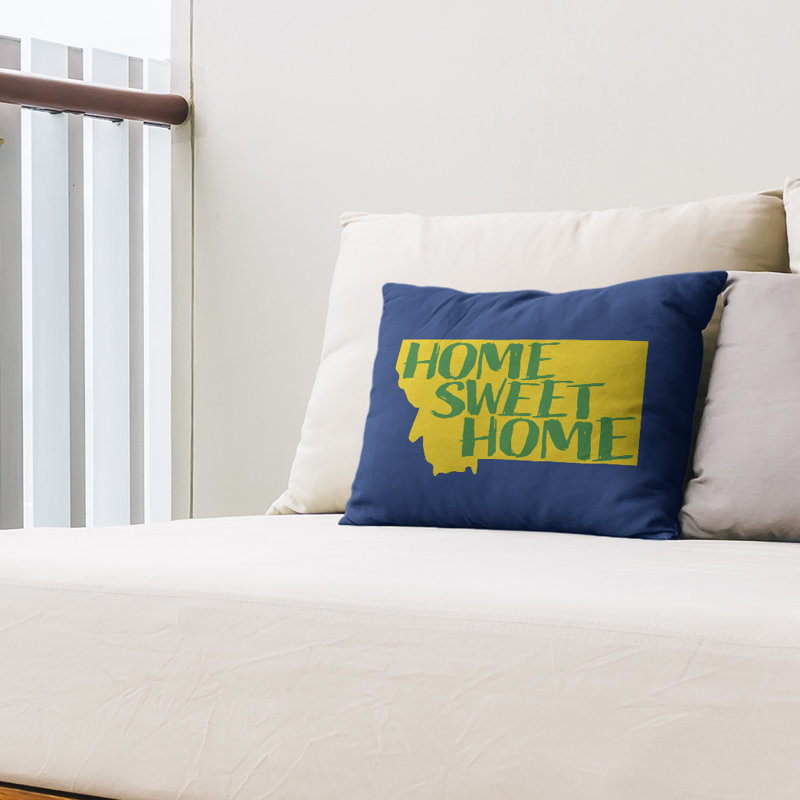 Home Sweet Indoor/Outdoor Lumbar Pillow, Navy/Green/Yellow, Montana