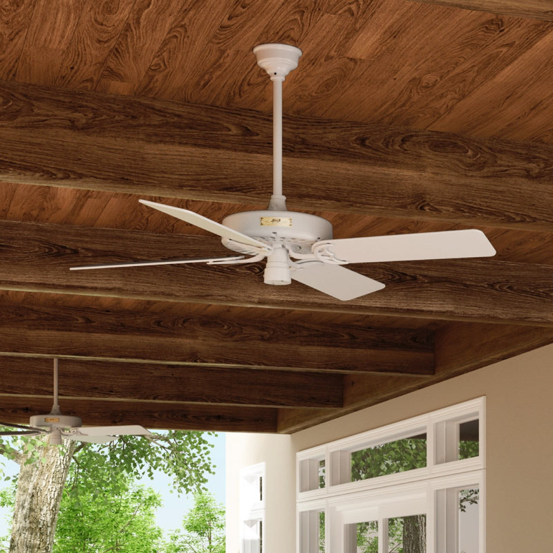 Hunter Original 52" 4 or 5 - Blade Outdoor / Indoor Traditional Ceiling Fan with Pull Chain, White