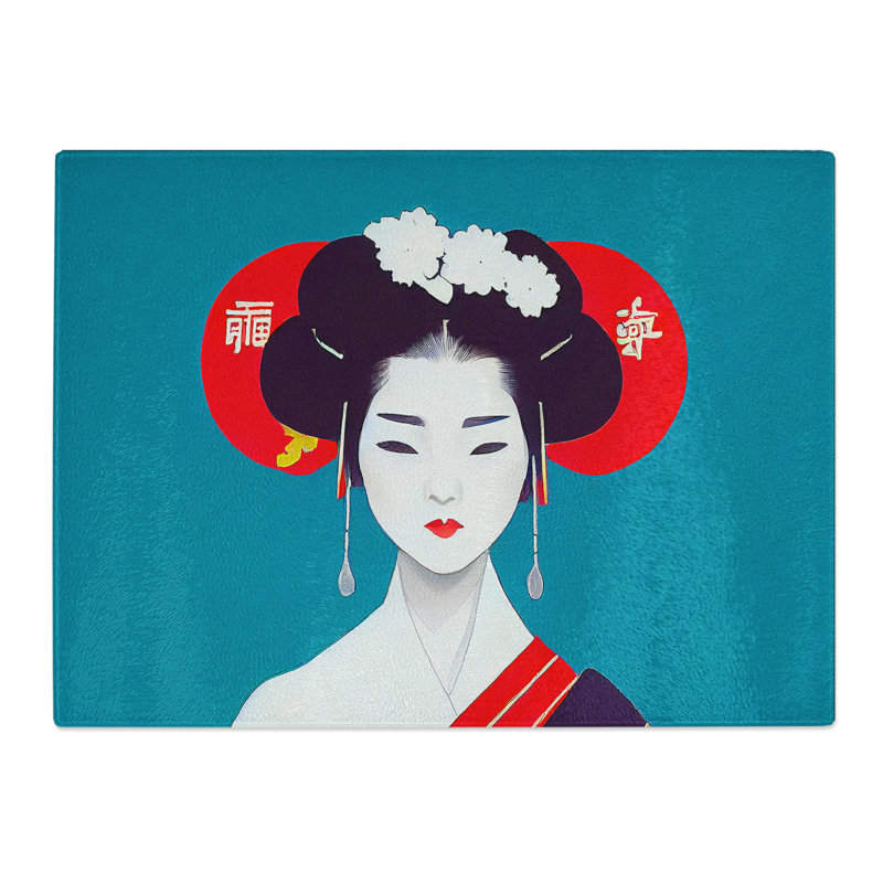 Beautiful Geisha  Glass Chopping Board