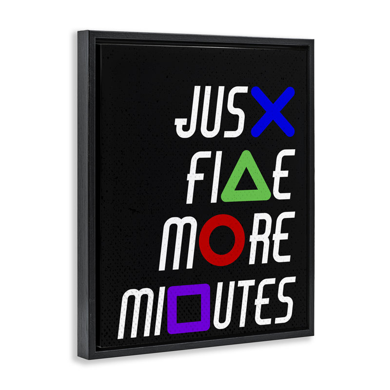 Cadre flottant avec boutons de jeu Just Five minutes, design par Kim Allen, H 21 po x l 17 po, Cadre flottant noir de jais