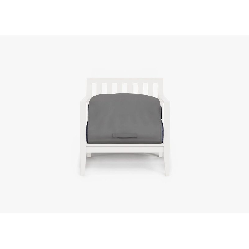 Fauteuil d'extérieur blanc en aluminium , Crème, crème, Bleu marine profond