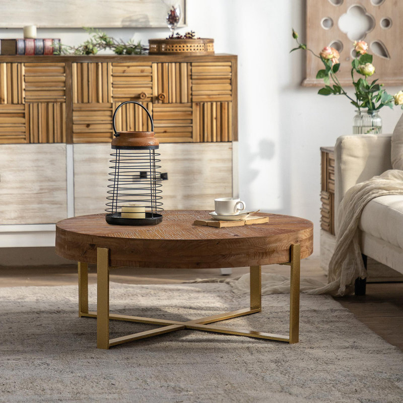 Table basse 31,39 po Modern Modern, H 13,38 po x L 31,29 po x l 31,29 po, Doré