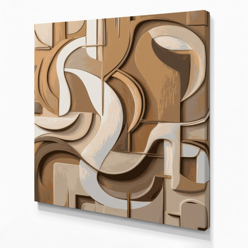 Art mural abstrait sur toile brune figurative, H 16 po x l 16 po