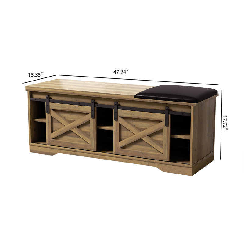 Banc rembourré en similicuir, banc de rangement, banc à chaussures pour hall d'entrée, Brun