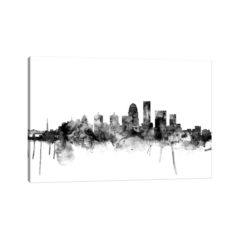 Louisville, Kentucky In Black & White by Michael Tompsett - 1 Piece Wrapped Canvas Wall Art, 20.32 cm H x 30.48 cm W